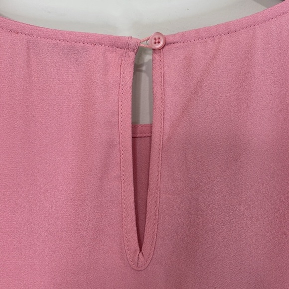 Suzy Shier Dusty Pink Rose Cap Sleeve Boxy Blouse Keyhole Back Round Neck Size L - Picture 6 of 12
